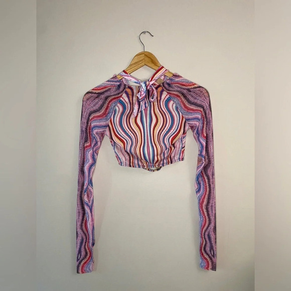 🏷️ NWT AFRM Cordelia Cropped Cross Neck Long Sleeve Top - Picture 6 of 7